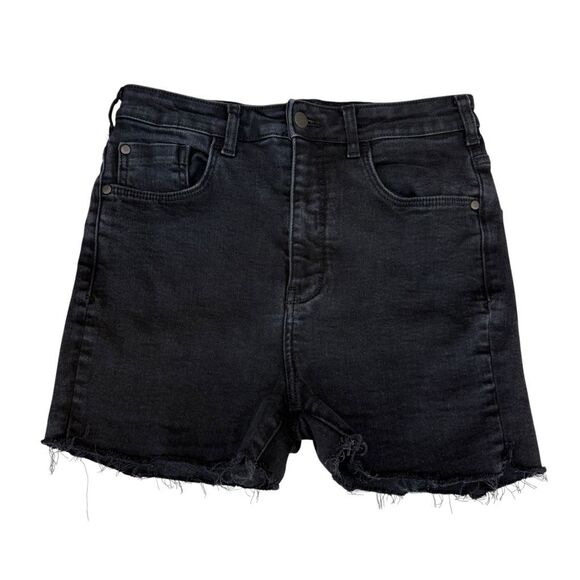 Anthropologie Pants - Anthropologie Pilcro The Icon Black High Rise Denim Shorts Sz 30 Raw Hem Stretch